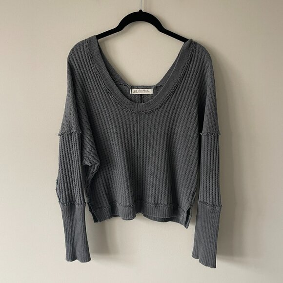 Free People Gray V-Neck Sweater - Picture 2 of 10